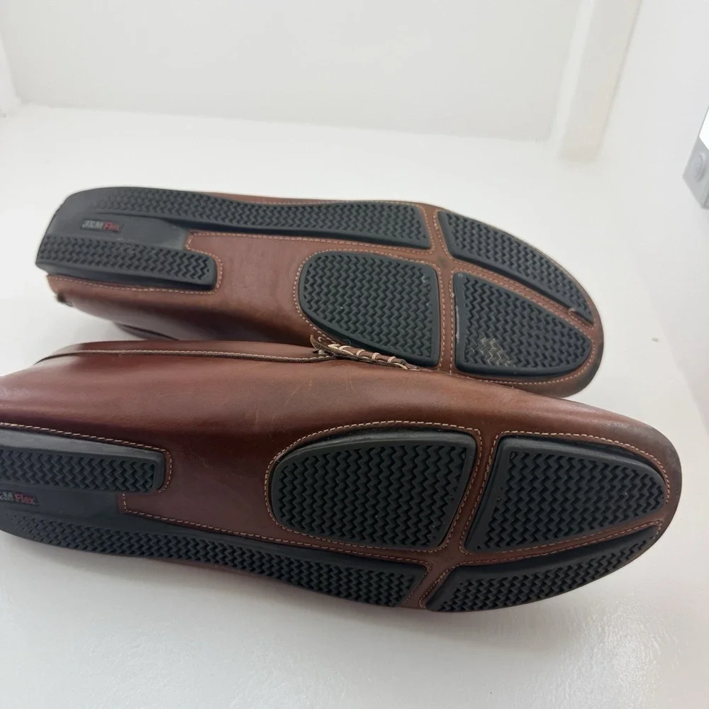 Johnston & Murphy Mens 10.5 M Brown Leather Penny Loafers Moc Toe Driving Shoes